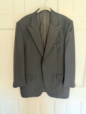 Barneys New York Men's Blazer 52R Gray 100% Wool Tailored Sport Coat